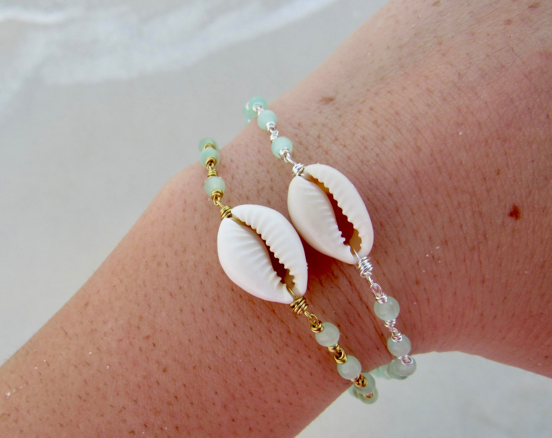 Aqua Cowrie Bracelet