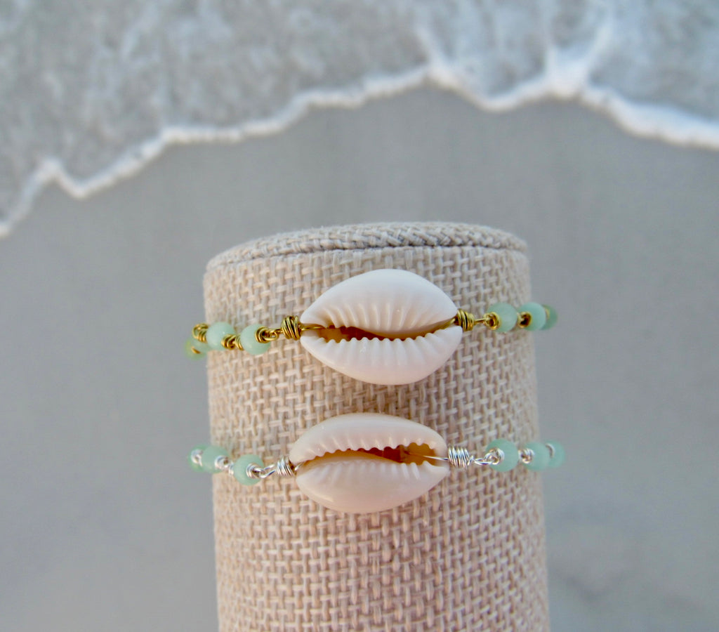 Aqua Cowrie Bracelet