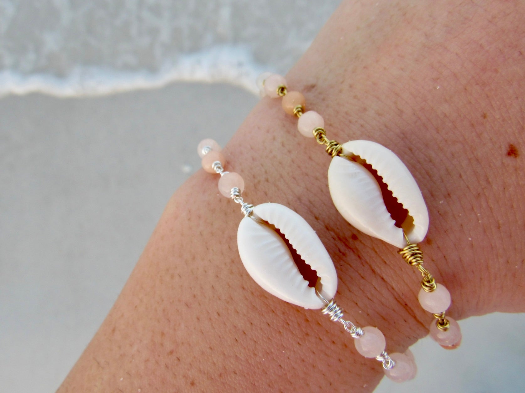 Pink Opal Cowrie Bracelet
