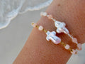 Pink Opal Pearl Cross Bracelet