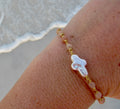 Sunstone Pearl Cross Bracelet